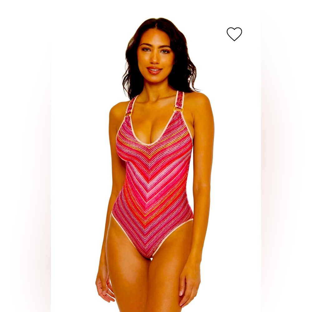 Becca SwimWear - New w/ tags- one piece swimsuit - Size Large, Chevron Print